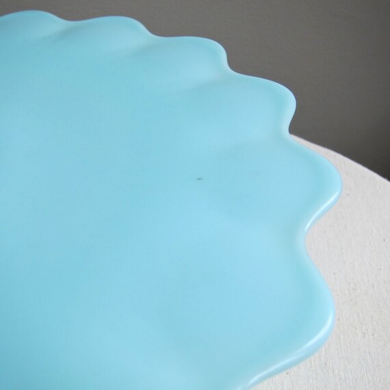 Blue Milk Glass Cake Stand EAPG circa 1900