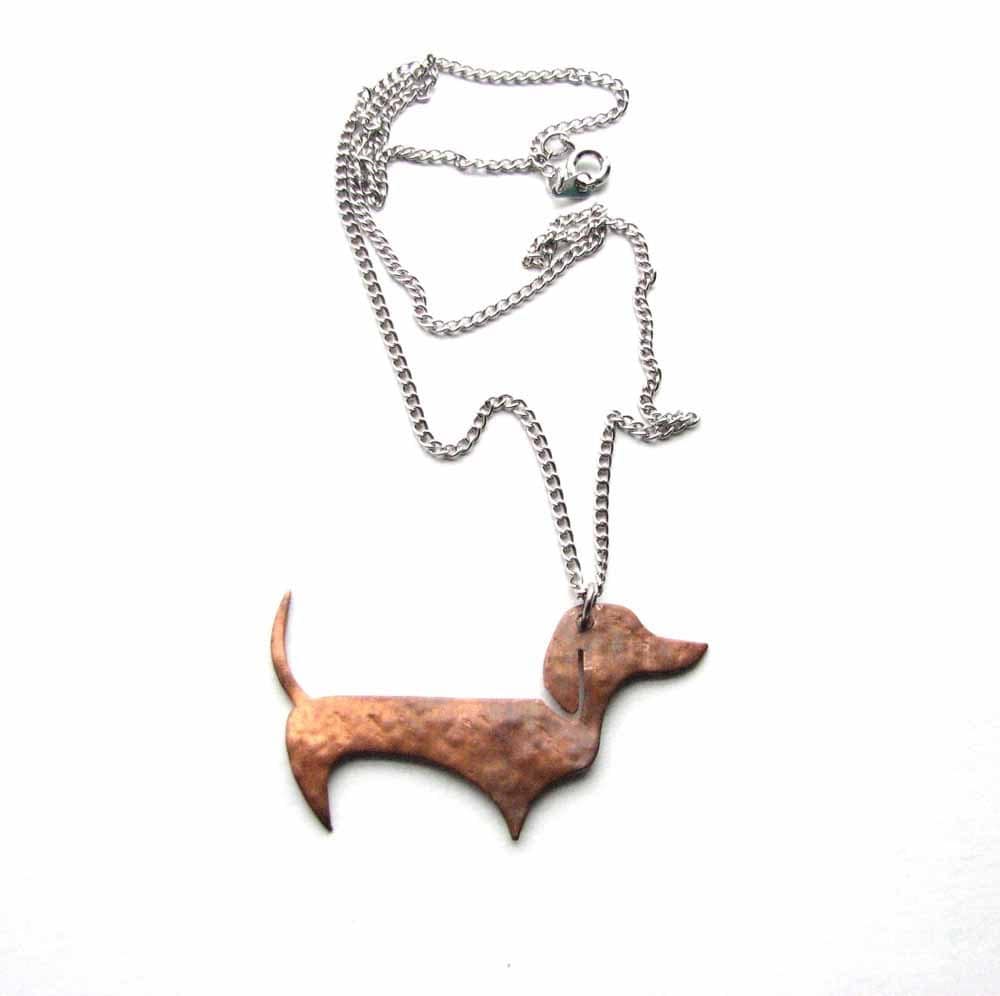 dachshund necklace vintage copper dog jewelry by friendlygesture