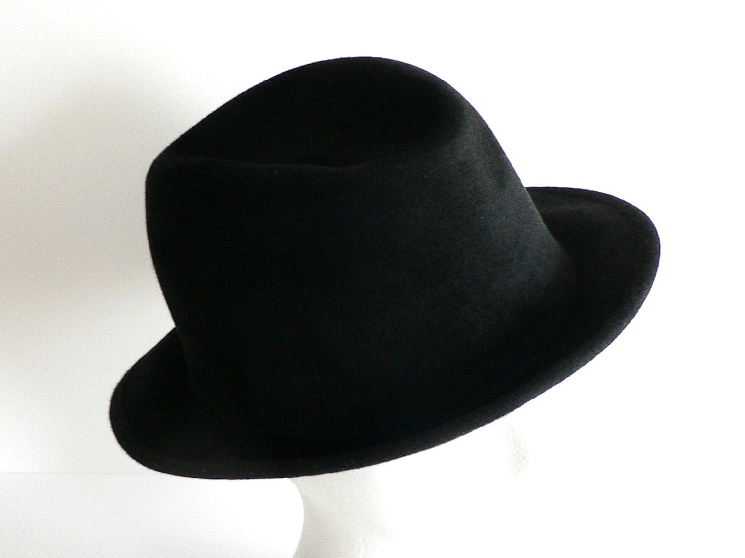 Vintage Cervo Beaver Fur Felt Fedora Hat Black Mad Men Hat Ladies Hat Mens Hat