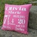 Birth Announcement Pink Pillow Cover - NO INSERT