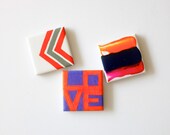 Hand Painted Ceramic Tile Magnets - Love . N1617