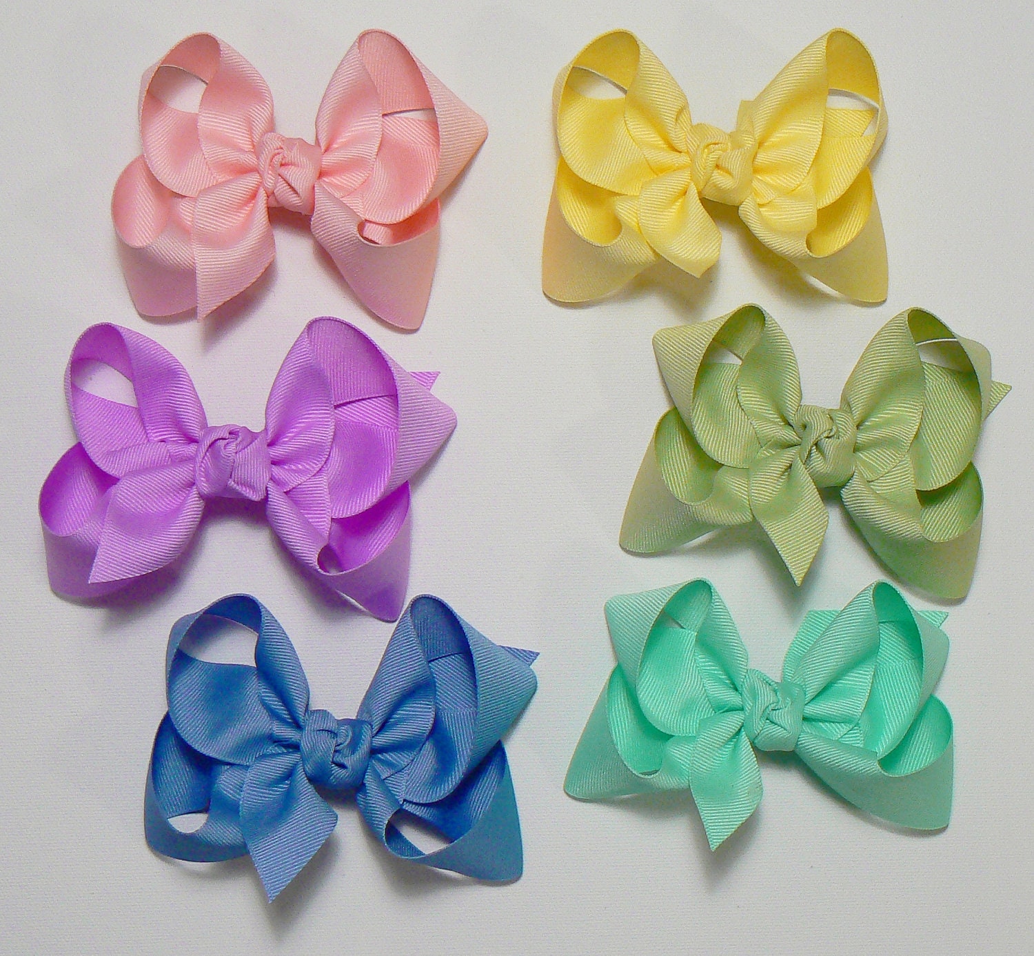 Large Hair Bow Set Big Girls Childrens Kids Boutique  Fashion Hair Clip Hairbows Hair Accessories (Set of 6) Choose Colors