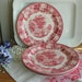 Antique Set of 4 English Pink Red Transferware Dinner Plates Enoch Woods