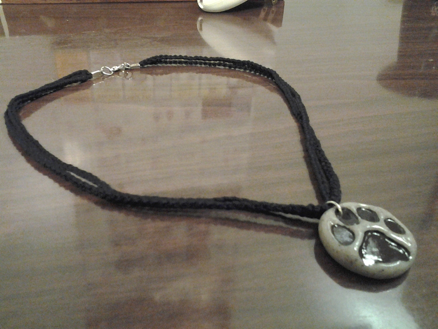 Polymer Clay Stamped Puppy Paw Print Pendant/Necklace