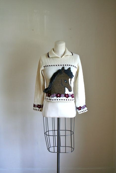 SALE // vintage horse sweater - MY PONY novelty sweater / sz 14 or xxs (low domestic shipping)