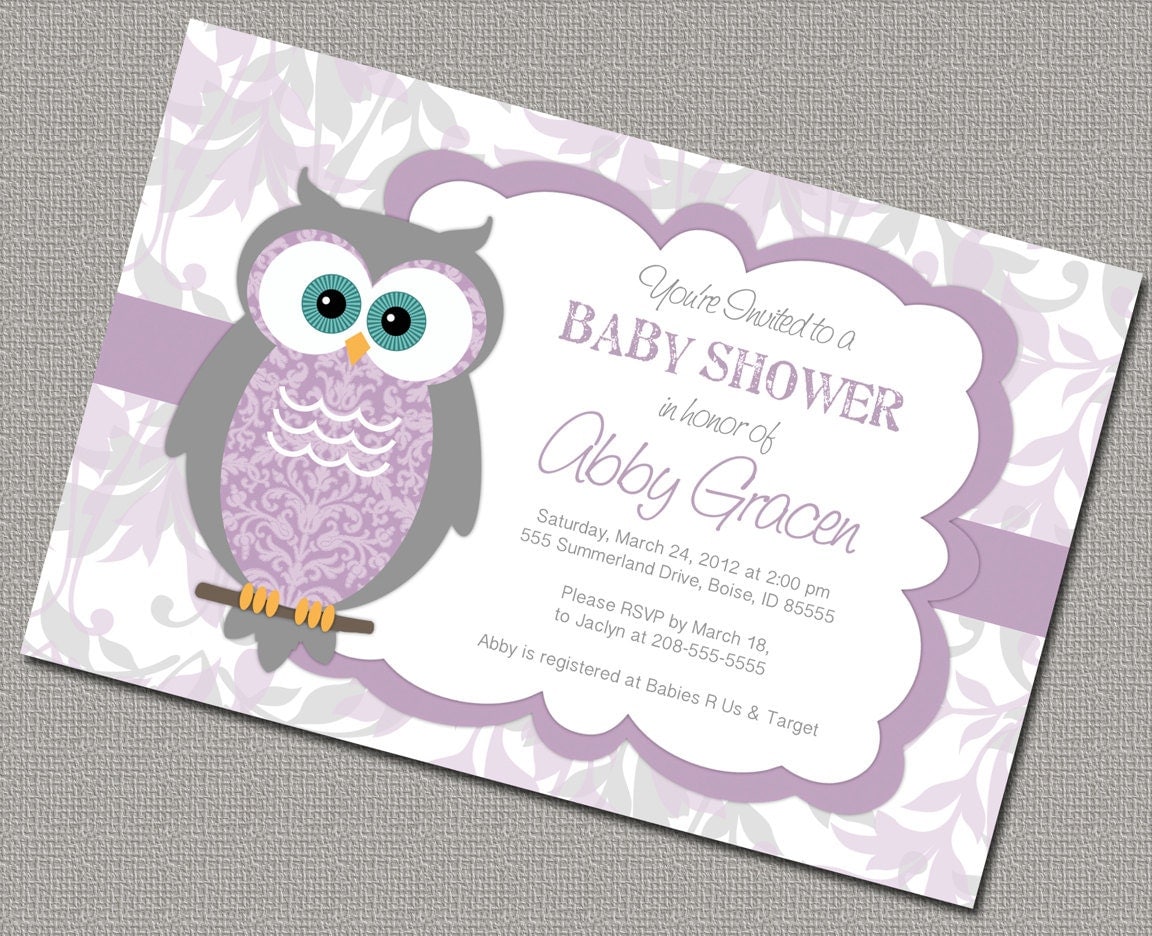 Printable Owl Baby Shower Invitations Girl, Girl Baby Shower Invites ...