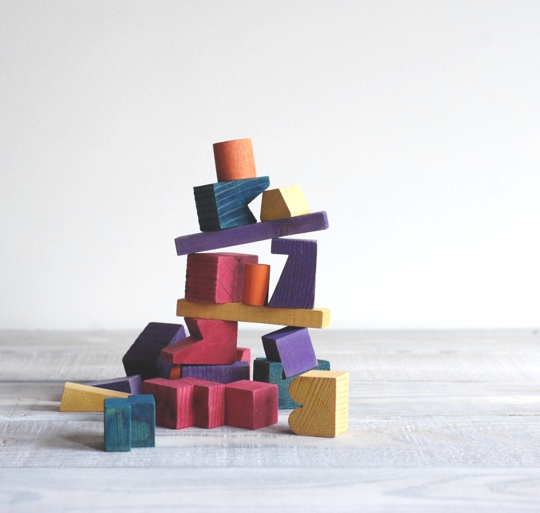 1950s Stacking Block Game / Blockhead / Multi Color by reclaimer