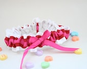 Wedding Garter - White, Pink and Red Bridal Garter - Clearance Sale