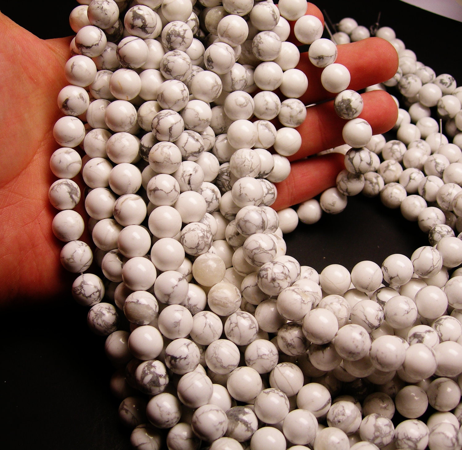 White Howlite turquoise 10 mm round beads 1 by fallinlovegems