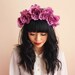 floral crown headband hair wreath - purple pink, romantic statement headpiece, large flower crown, oversized.