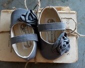 Toddler/Big Girl Shoes Soft Soled Shoes Wedding Shoes Flower Girl Shoes Spring Shoes Summer Shoes Boutique Shoes Grey Butter