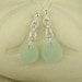 GENUINE Sea Glass Earrings Aqua Silver Handmade Chainmaille