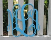 10" Wood cut script monogram- Painted