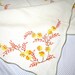 Beautiful Vintage Linen Embroidered Floral Tablecloth in Orange, Yellow and Red