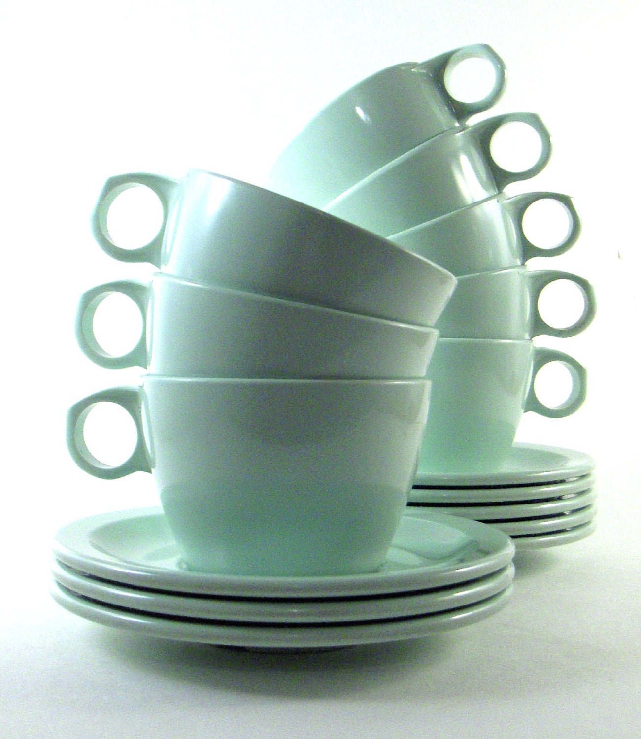 Vintage  etsy saucers ConvergedCommodities cups by and Green vintage Cups Texas Saucers Mint Ware