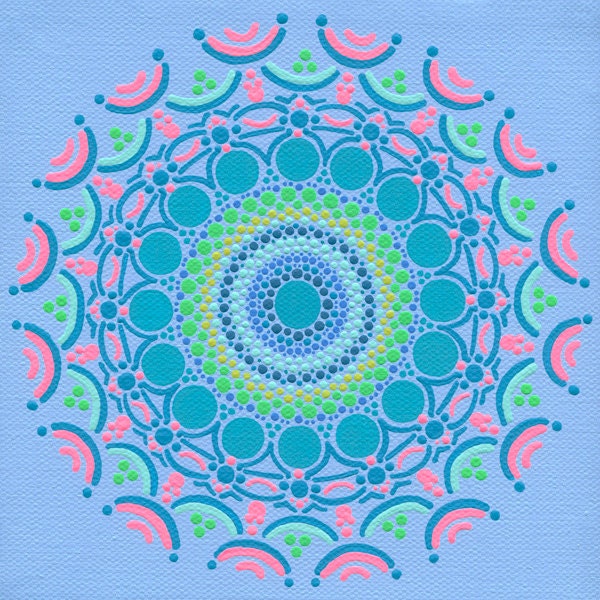 Large Archival Print of Pink Lining Mandala on 8 x 10 Archival Paper - Geometric Modern Abstract Art - Reproduction of Hand Painted Mandala
