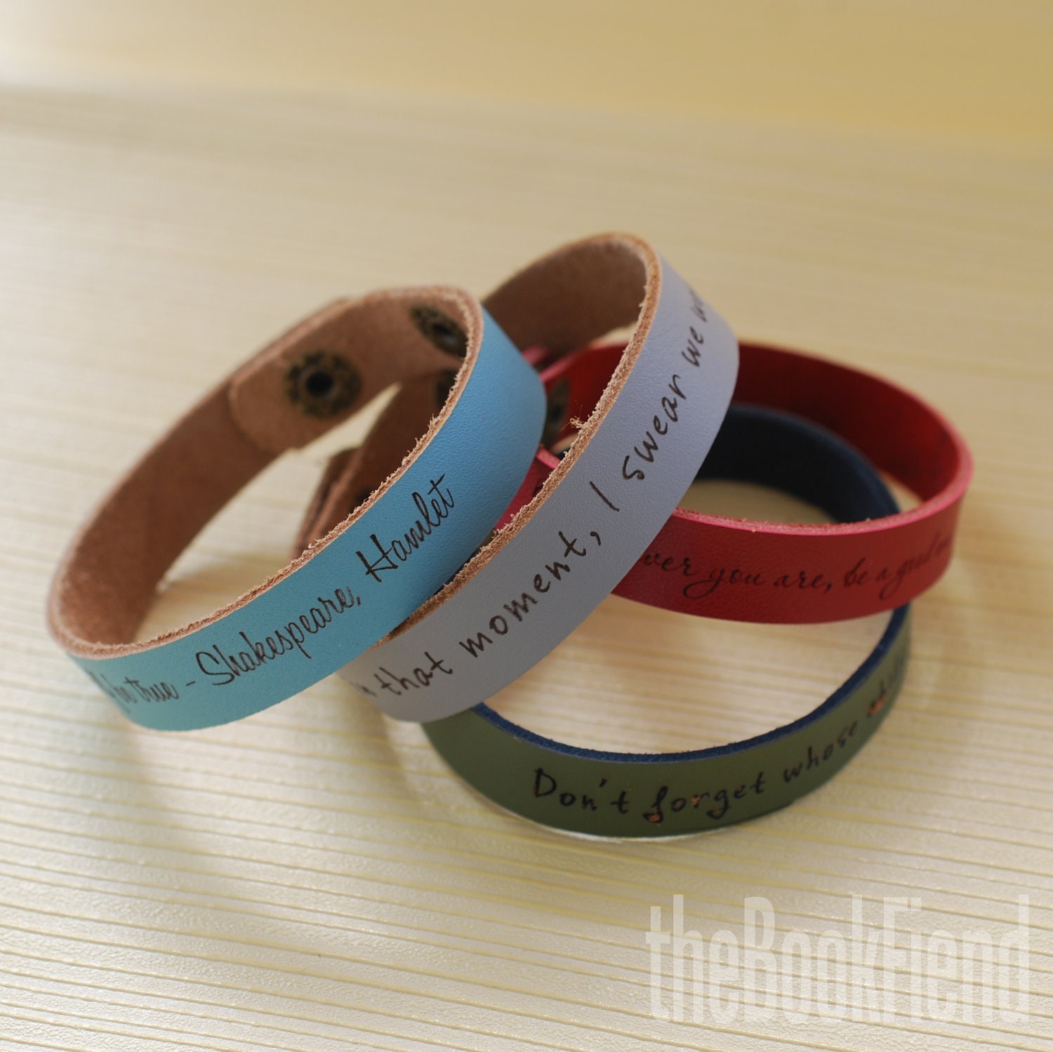 Your favorite quote --- custom engraved 1/2" leather bracelet