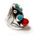 Handcrafted HUGE Sterling Silver Genuine Turquoise and Coral Nuggets Mens Ring Size 9