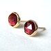 Red Garnet Earrings gold Stud earring 14k yellow Gold earrings