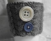 Hand Knit Coffee Cozie with Buttons