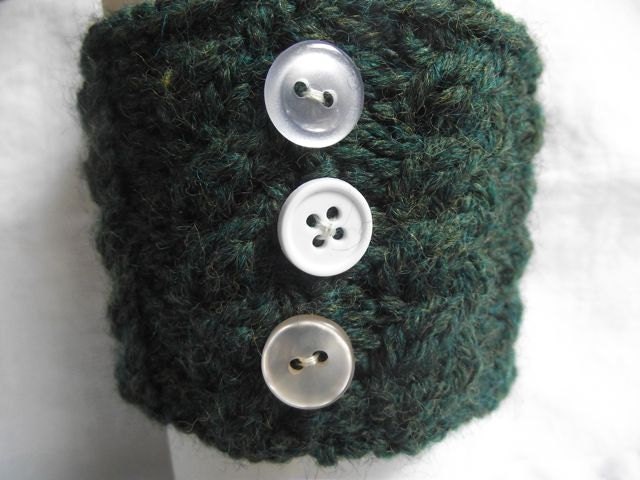 Hand Knit Coffee Cozy with Buttons