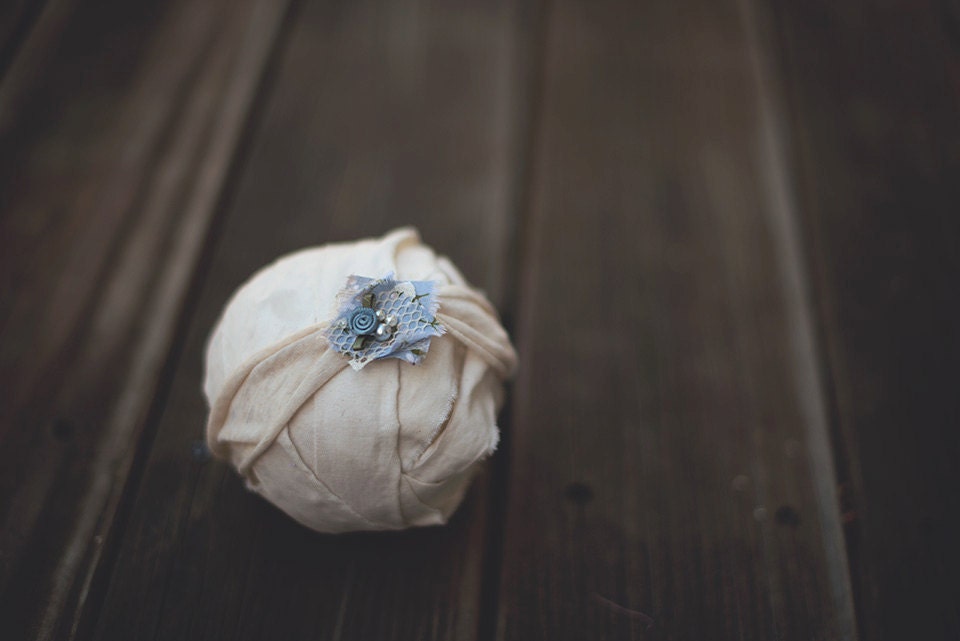 Blue and Beige stretch Headband