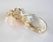 14K Wire Wrapped Faceted Fire and Ice Crystal Pendant