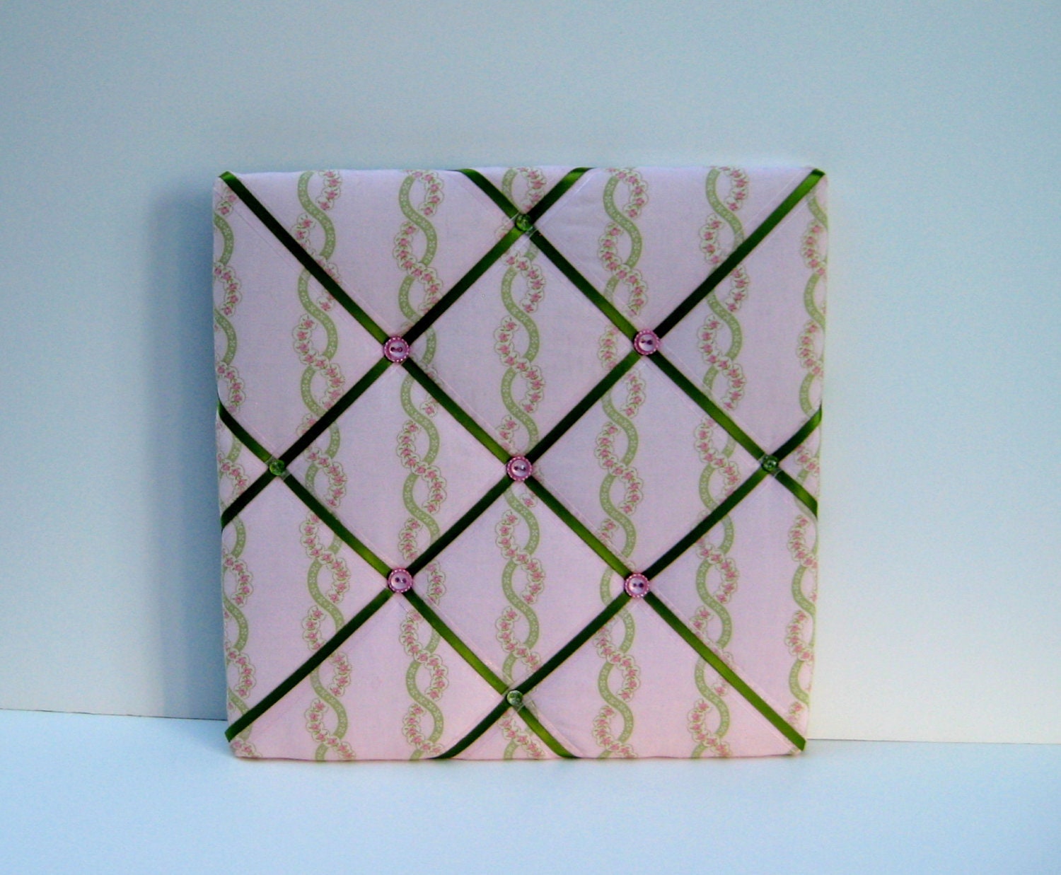 Photo Memory Board, French Memo board, Floral, Victorian Garden, cottage chic, pink, green