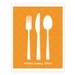 Enjoy Every Bite - Yellow Digital Print - Cutlery - Food - Kitchen Wall Art Print - Fork Knife Spoon - Under 20