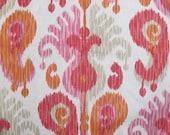 Ikat TANGERINE MANGO LINEN yardage