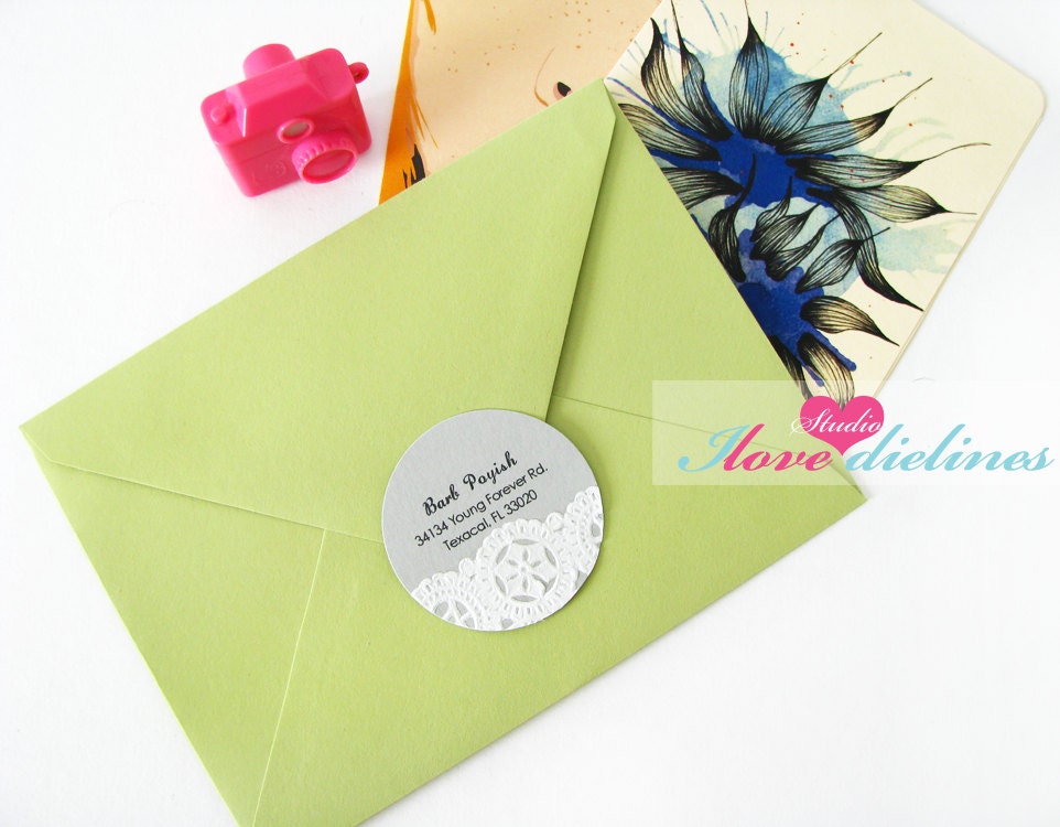 Return Address Labels Vintage Doilies Gray Color - ON SALE