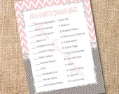 Pink and Gray Chevron Printable Celebrity Baby Match Game
