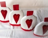 Four Vintage style Egg Cosies pure wool and cotton, Easter gift, kitchen design 