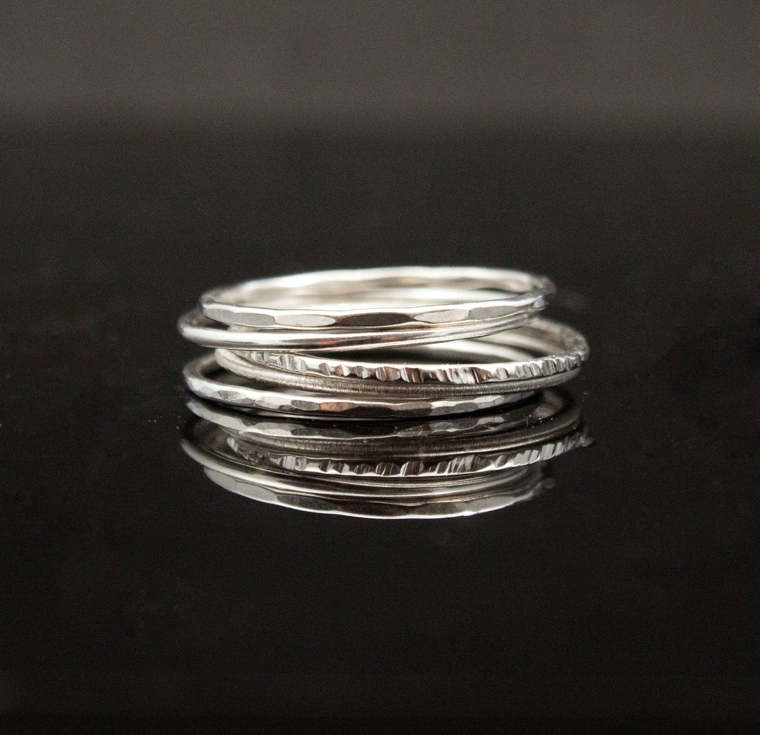Five: skinny stacking ring set. Sterling Silver rings. dainty rings, stack rings, stacker rings, knuckle ring, midi rings.
