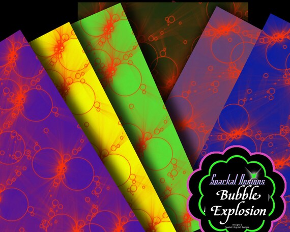 Neon Digital Paper Bubble Digital Paper backgrounds Instant Download Digital Scrapbooking Il_570xn