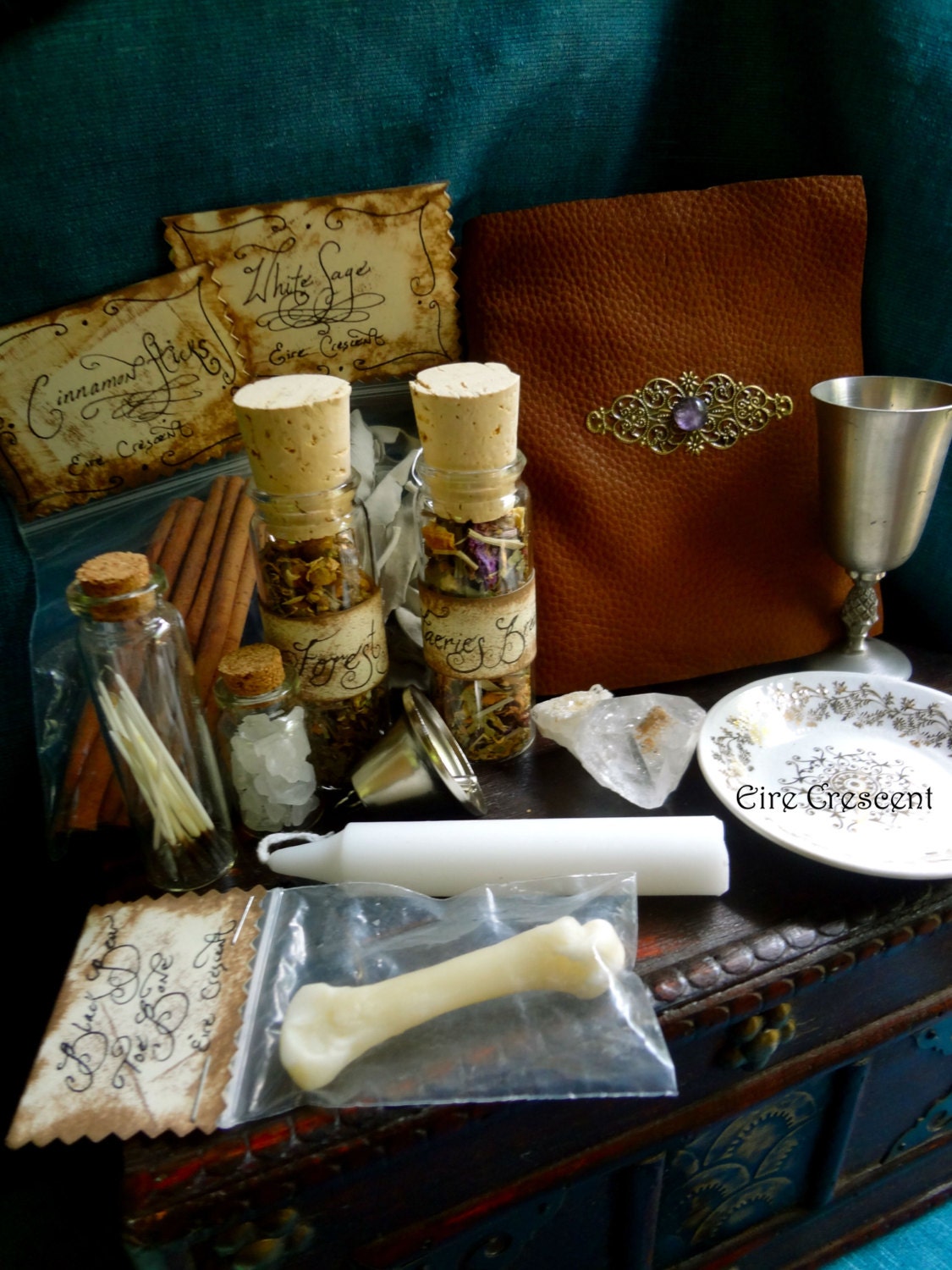 RESERVED-The Wild Witch kit- Grimoire, Herbs, Candles, Bone and MORE