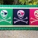 1.5" Dog Collar Adj. Quick Release - Skull & Crossbones/Kelly - Med or Lge (Or as a Martingale)