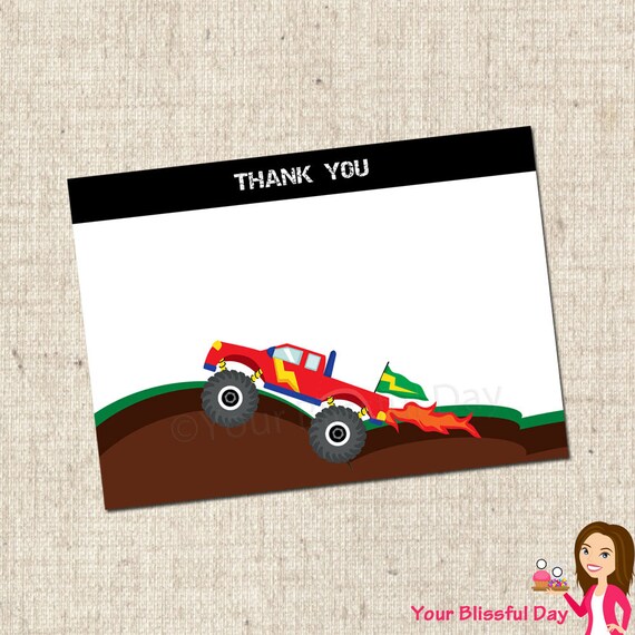 PRINTABLE Monster Truck Thank You Cards Il_570xn