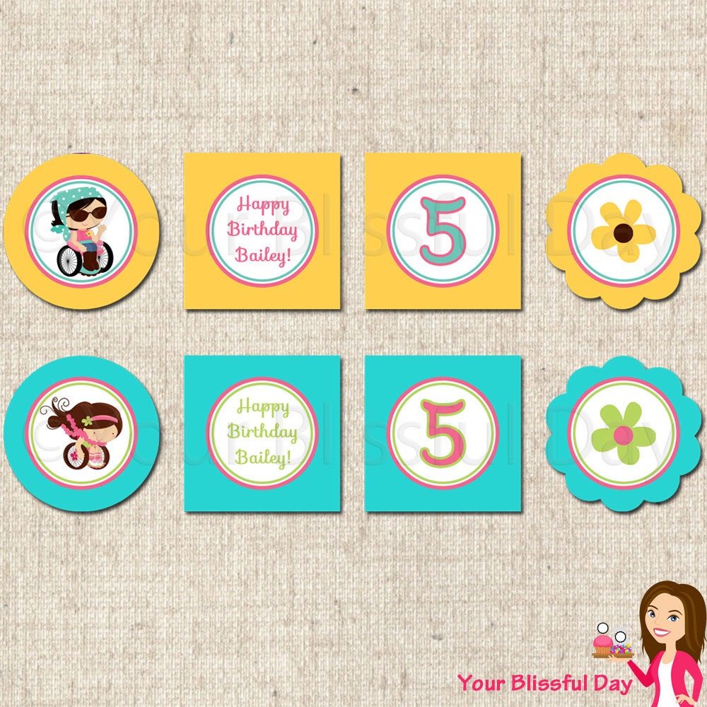 PRINTABLE Girl Just Like Me Party Circles (Character of your choice) Il_570xn