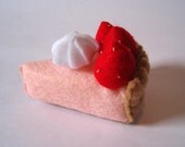 Felt food strawberry cream pie set eco friendly children's play food for toy kitchen