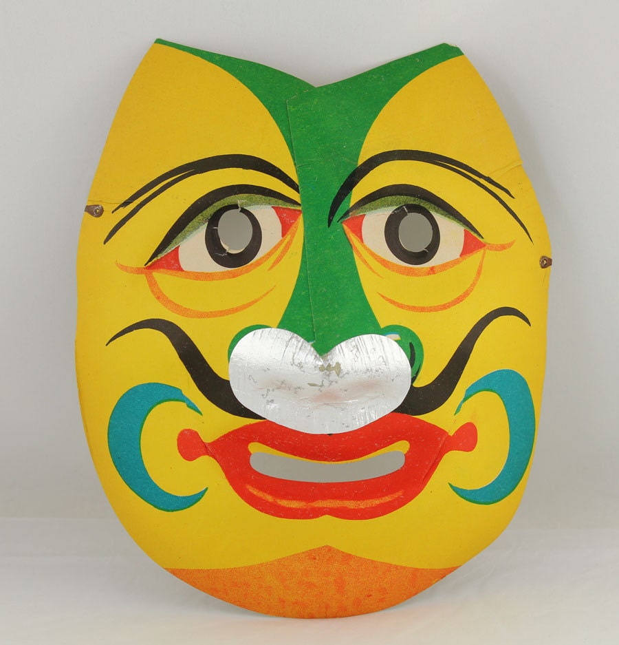 Vintage 1950s Mid Century Japanese Halloween Party Mask 3