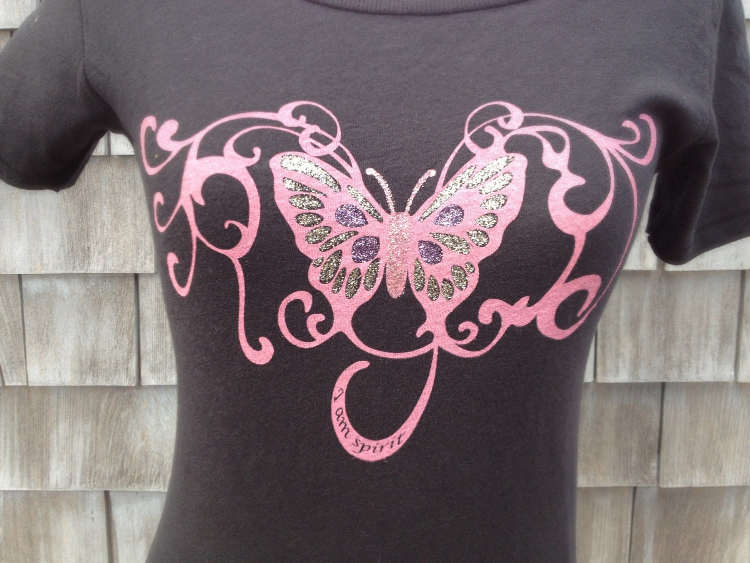 Organic Cotton "I am SPIRIT" Black Sparkle Tee