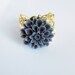 Floral Filigree Ring. Charcoal Grey Dahlia on Gilded Gold plate adjustable Ring. Bridal Party & Wedding Day Jewelry. Slate Gray Moody Dark