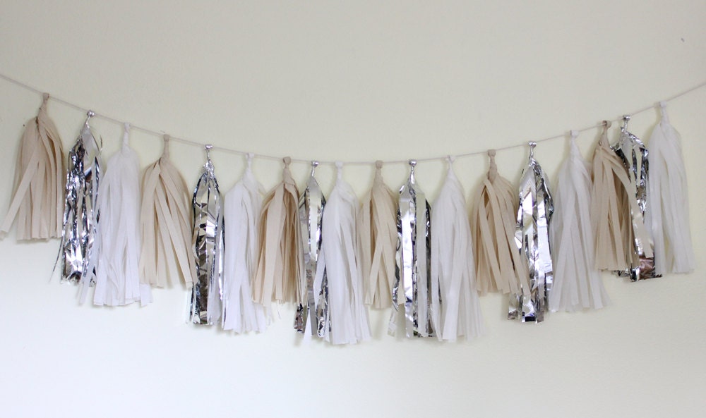 Tissue Tassel Garland-18 tassels-Wedding White Il_570xn