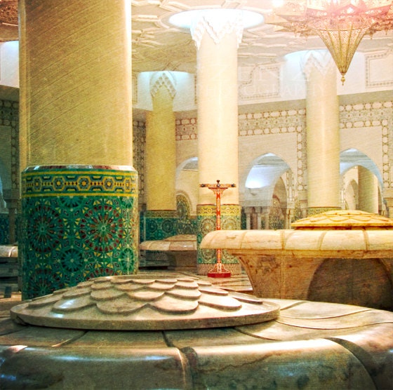 Morocco Art - Morocco Photography - Fine Art Photography Print - El Hassan Mosque Casablanca -  yellow - 8x8