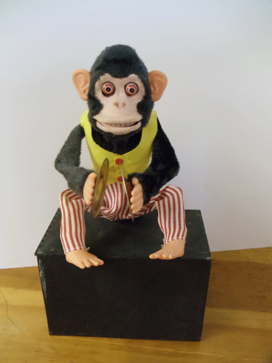Vintage Monkey with Clapping Cymbals 1960's - WORKS - Battery Operated - TOY STORY 3 monkey