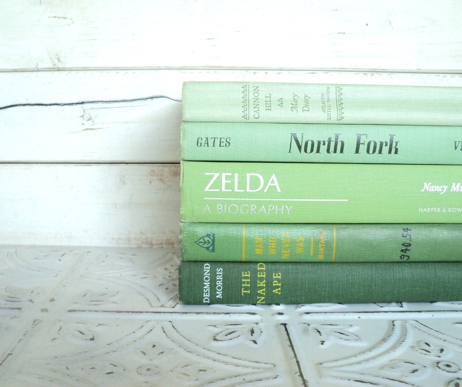 Green Books Ombre Instant Library Collection Decorative Books Photography Props Shades of Pastel Green
