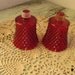 red glass votive candle holder pair home interiors diamond pattern christmas
