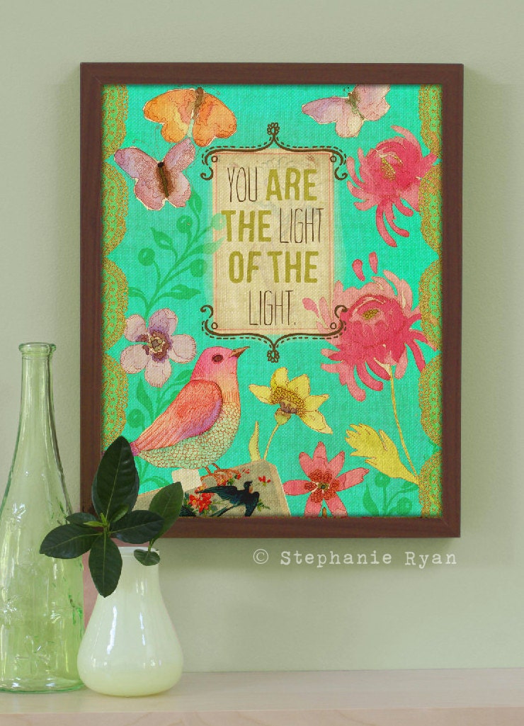 Art Print Bird Watercolor Illustration You are the Light of the Light.