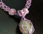 Moonstone on Lavender Handwoven Necklace